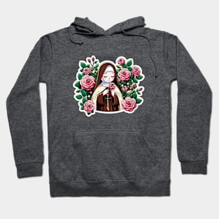 St Therese of Lisieux Little Flower Rose Catholic Saint Hoodie